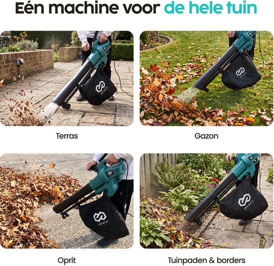 Souffleur et aspirateur électrique Infinity Goods - 3 500 W - Fonction de broyage - Sac de ramassage de 45 L - Avec fil - Vitesse de l'air de 280 km/h