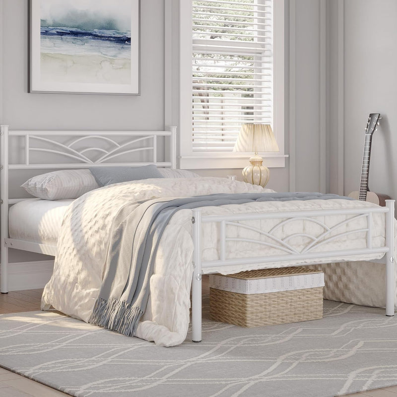 Lit simple en métal Yaheetech - 90 × 190 cm - blanc