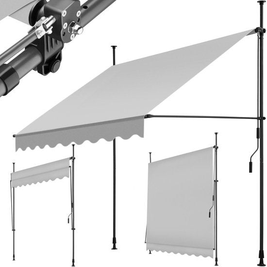 tectake - store à pinces - parasol - store - réglable - store à pinces - parasol balcon - 200 x 180 cm - gris clair - store - 404958