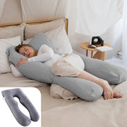 Oreiller de grossesse Litollo® XXL | Oreiller d'allaitement | Oreiller de corps | 280 cm | Tissu polaire doux | Housse amovible | Gris