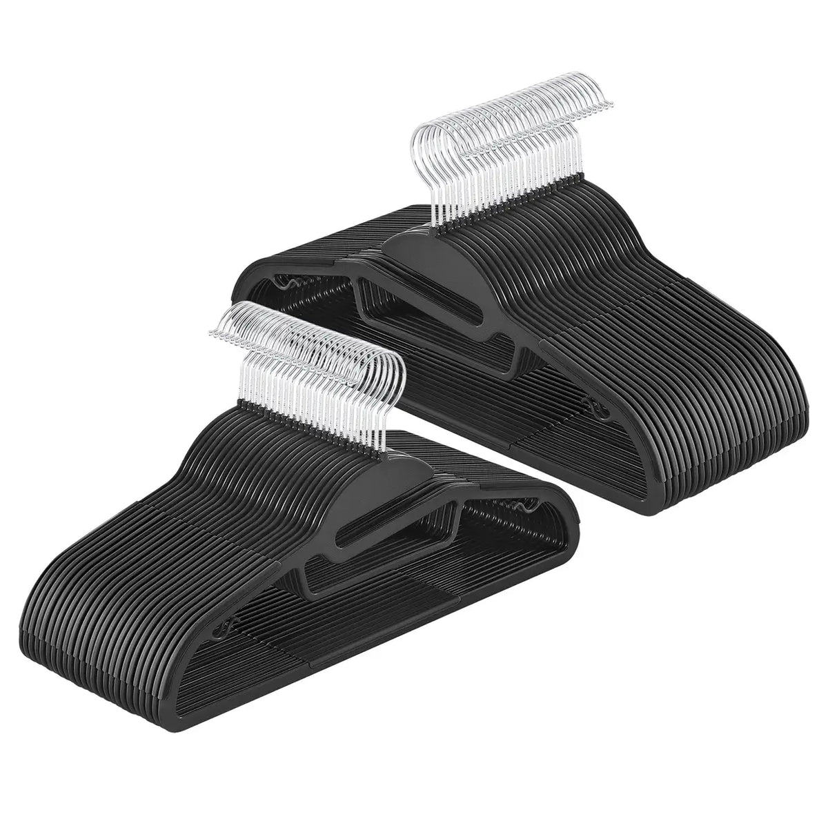 Lot de 50 cintres en plastique Ochama – Noirs, longueur 41,5 cm, profil ultra-fin de 0,5 cm – Ouverture en forme de U pour une utilisation facile, antidérapants, peu encombrants, avec crochet pivotant à 360°
