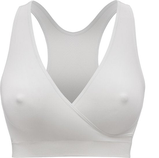 Soutien-gorge de nuit Medela Keep Cool Sleep - Soutien-gorge de nuit sans coutures - Soutien-gorge de grossesse - Soutien-gorge d'allaitement avec 2 zones respirantes - Tissu Soft Touch - Blanc - XL