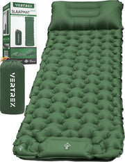 Vertrex Inflate-X1 Matelas de couchage avec pompe intégrée - Lit gonflable - 1 personne - Vert mousse