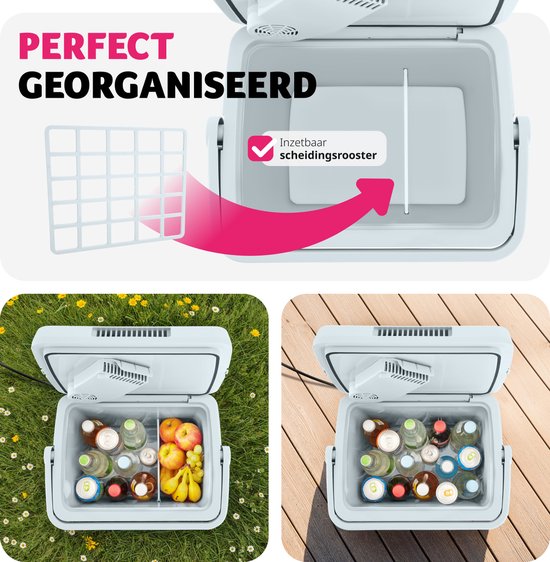 tectake® - Glacière électrique de 25 l - Fonction de refroidissement et de réchauffement - Sac glacière électrique silencieux - Pour voiture ou prise de courant - Mini réfrigérateur pour camping, boissons - Thermobox avec puissance - Mode Eco