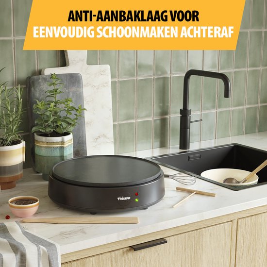 Appareil à crêpes Tristar - BP-2627 - 1200 W - Crêpière - 30 cm - Noir