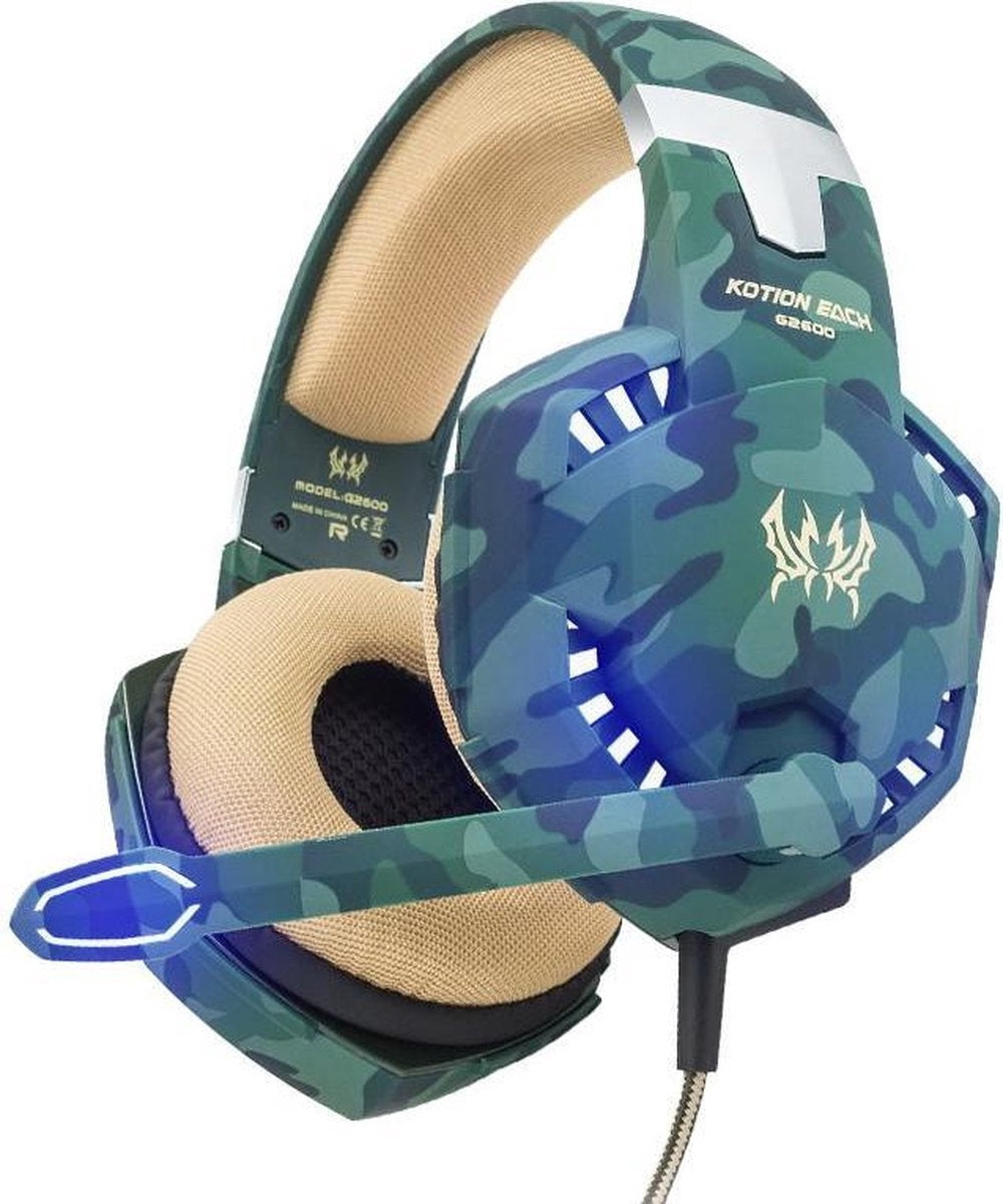 KOTION EACH G2600 - Gaming Headset - PS4 + PC - Camouflage Groen
