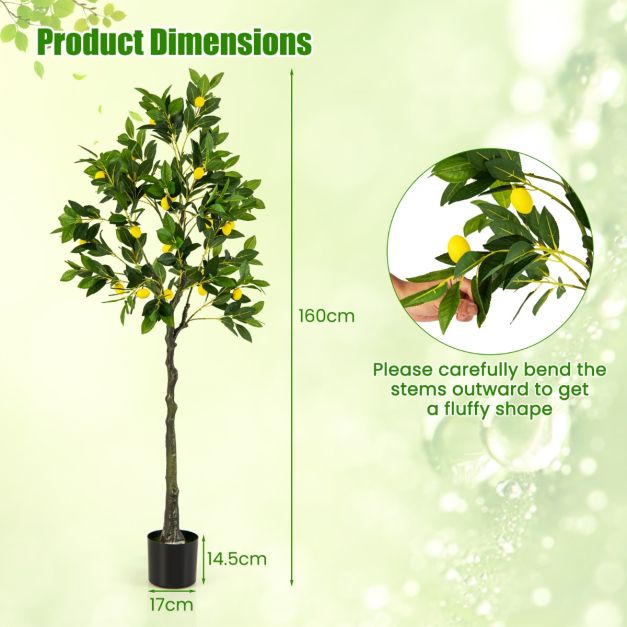 Citronnier artificiel Coast - 160 cm - Arbre fruitier réaliste - Pot en ciment