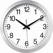 Perel Horloge murale, ronde, analogique, 40 cm, affichage de l'heure radiocommandé (DCF), aluminium, argent