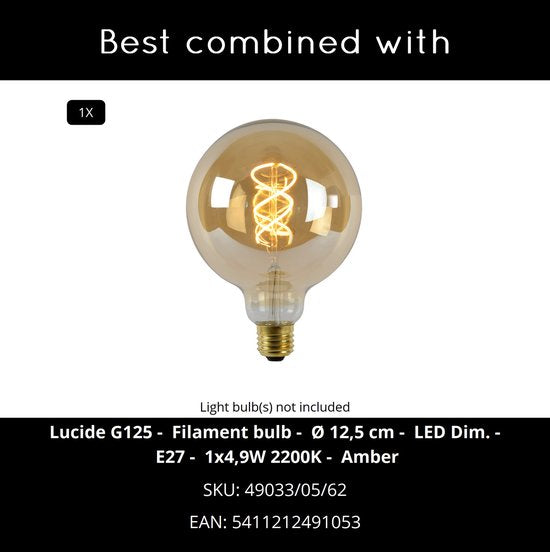 Lucide WOLFRAM - Suspension - Ø 65 cm - 1xE27 - Or mat / Laiton