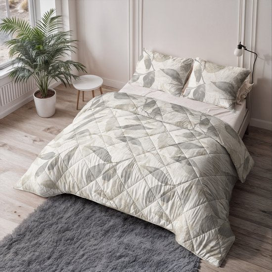 Sleeptime® 2 en 1 Couette sans housse Misty - Couette lavable - 200 x 220 - Beige/Gris
