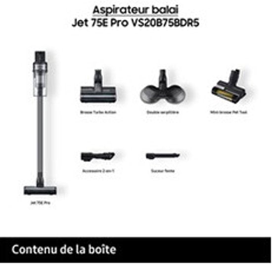 Samsung – VS20B75BDR5 – Aspirateur balai – 2-en-1 – Accessoire pour animaux de compagnie