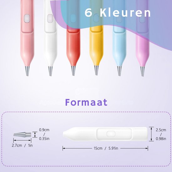 Rubye® - Stylo de peinture électrique pour diamants - Avec technologie d'aspiration - Rechargeable via USB-C - Confortable à utiliser - Pour pierres rondes et carrées - Blanc