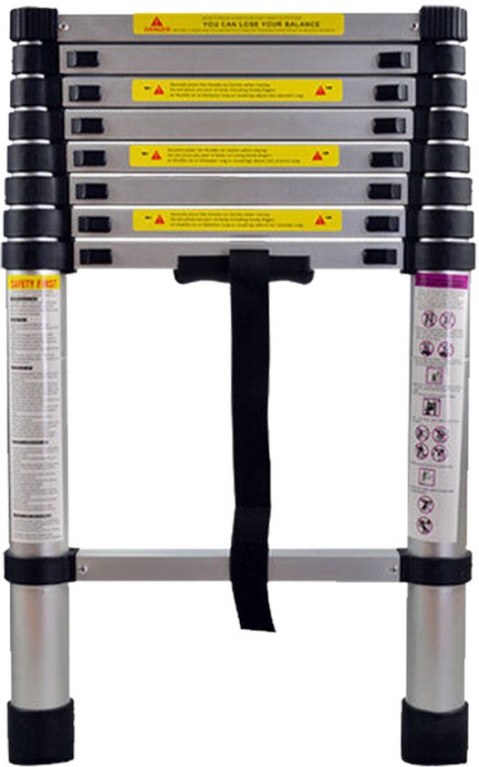 Échelle télescopique - Échelle télescopique pliante - Hauteur de travail - Aluminium - Convient à un usage privé et professionnel - Échelle télescopique pliante - Charge maximale : 150 kg