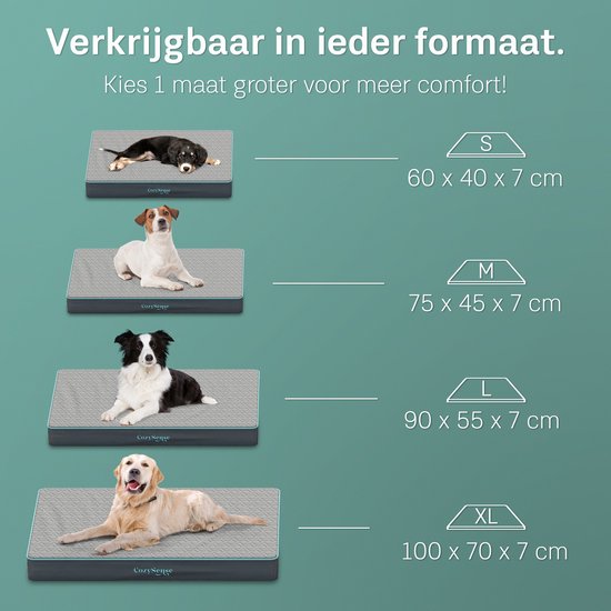 CozySense® - Coussin orthopédique pour chien 75 X 45 cm - Taille M - Imperméable - Convient comme coussin de banc et lit pour chien