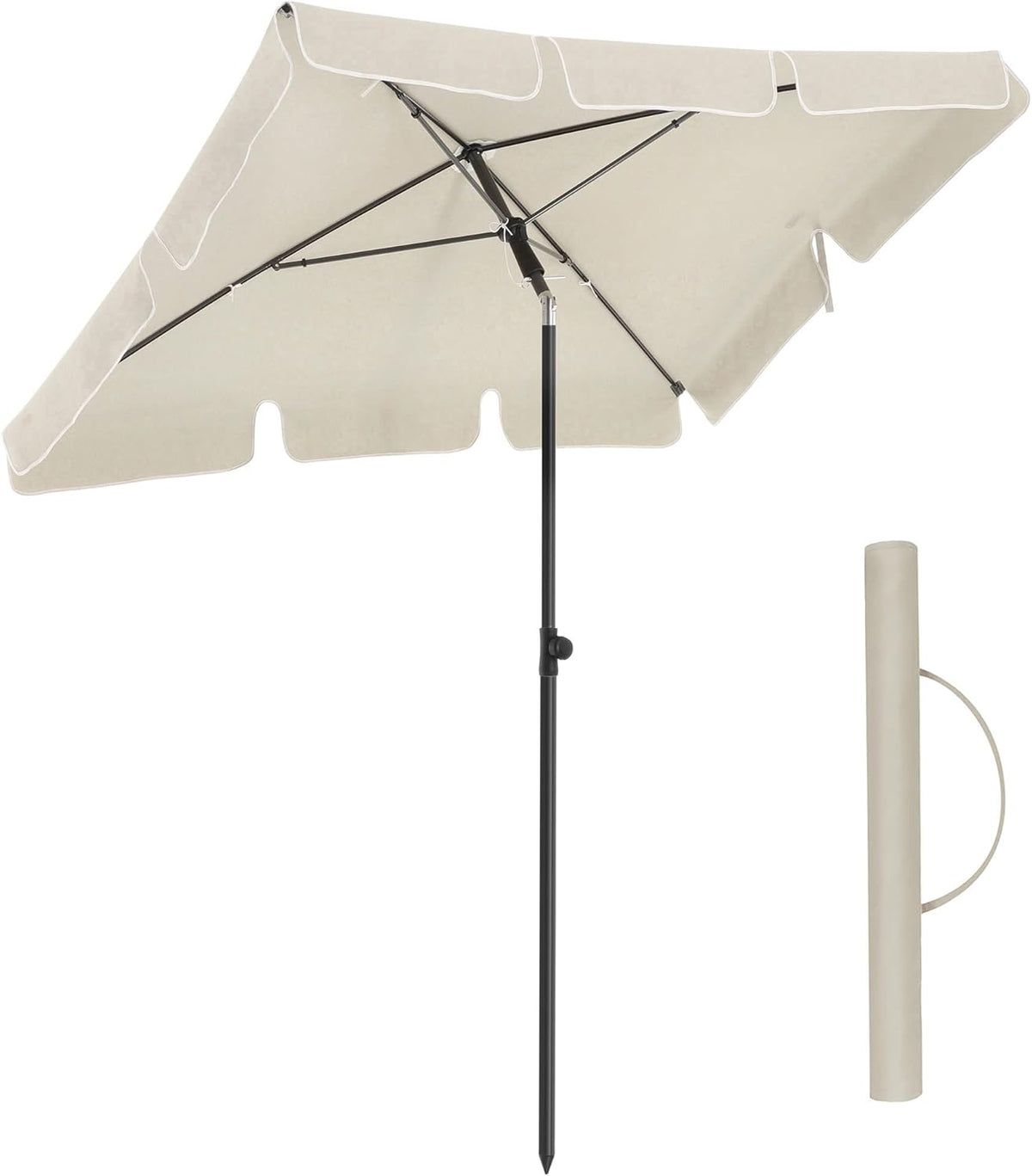 SONGMICS Parasol de balcon rectangulaire 200 x 125 cm, beige, protection UV jusqu'à UPF 50+, inclinable