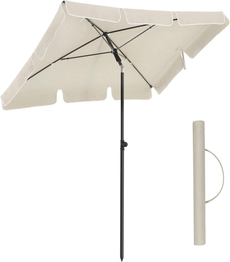 SONGMICS Parasol de balcon rectangulaire 200 x 125 cm, beige, protection UV jusqu'à UPF 50+, inclinable