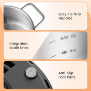 Ensemble à fondue électrique Coast - 1 200 W - Régulateur de température - Cuve amovible en acier inoxydable - Argent et noir