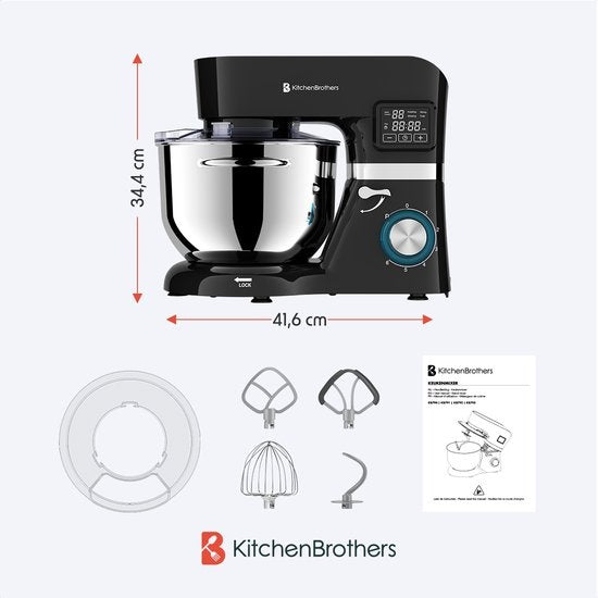 Robot de cuisine - KitchenBrothers  - Affichage et minuterie - 6L - 1400W - Noir