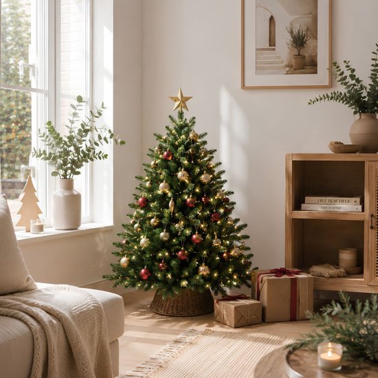 Black Box Trees Brampton : sapin de Noël en plastique avec des aiguilles en PVC et PE - Sapin artificiel à charnières avec 684 branches - Décoration de Noël d'intérieur - H 120 x Ø 91 cm - Vert