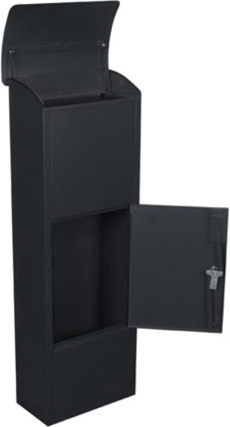 Perel Boîte aux lettres pour colis Helsinki, sur pied, avec plaque signalétique, 2 clés incluses, dimensions (H x L x P) 105 x 39 x 25 cm, gris foncé