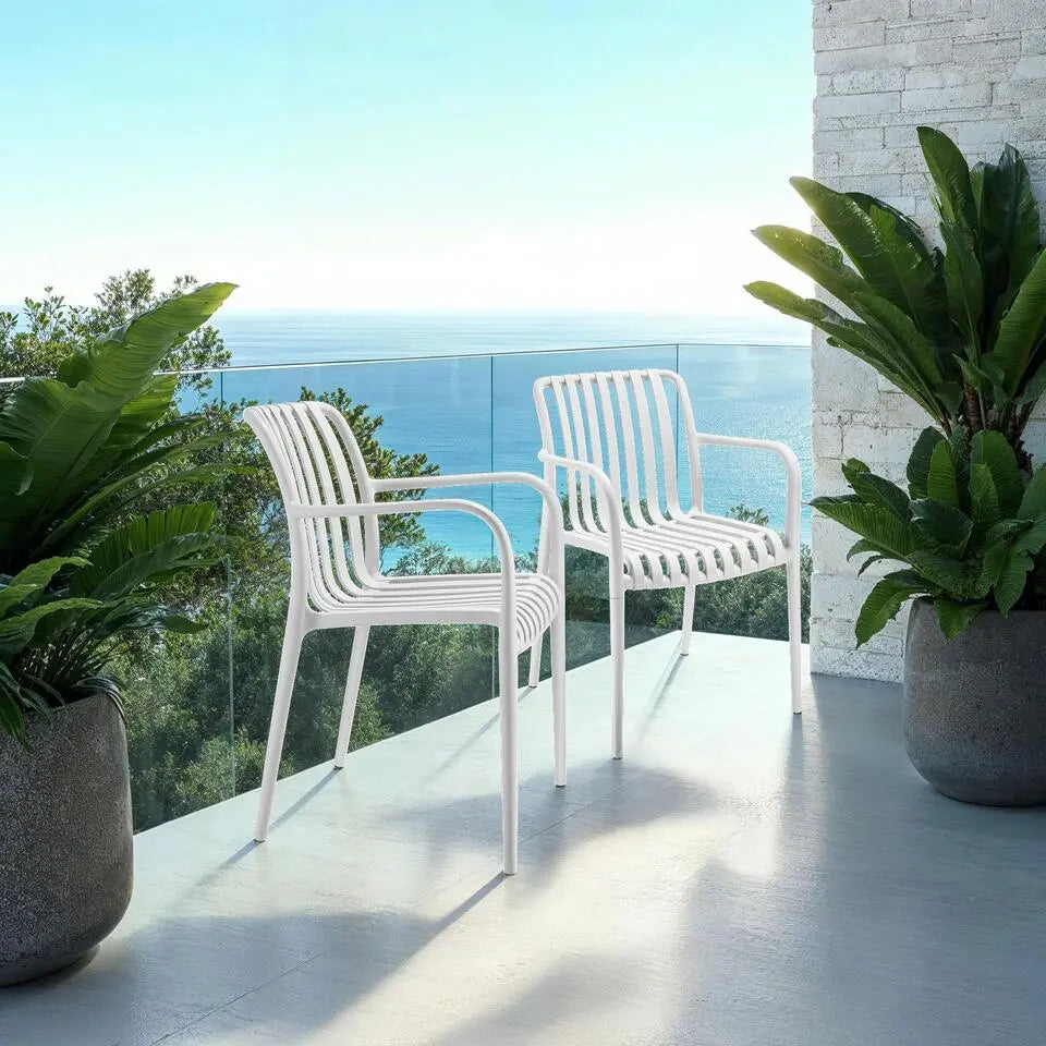Tectake Chaises de jardin Alcudia, lot de 2 - Résistantes aux intempéries - Empilables - En plastique