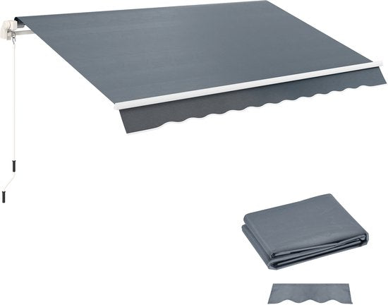 Tissu pour auvent Outsunny avec volant, hydrofuge, tissu de remplacement pour auvents de 4 x 3 m, toile d'auvent, protection solaire pour jardin, balcon, cour, gris