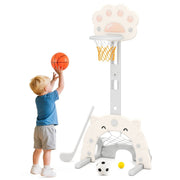 Panier de basket et centre d'activités 3-en-1 Coast - Hauteur réglable - Pour l'intérieur et l'extérieur - Gris et blanc