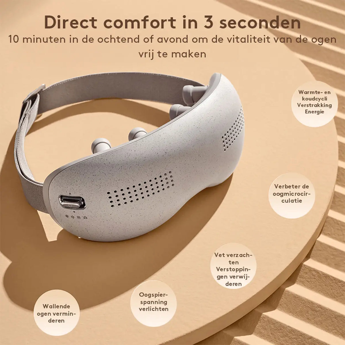Appareil de massage oculaire Breo Seek Pro avec chaleur et compression – pression d'air, musique via Bluetooth, appareil de thérapie oculaire rechargeable pour la relaxation, les cernes, la fatigue oculaire, la sécheresse oculaire, à utiliser en voyage et