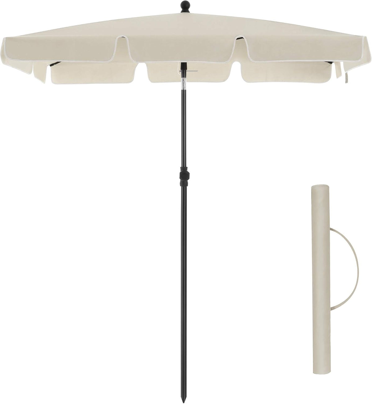 SONGMICS Parasol de balcon rectangulaire 200 x 125 cm, beige, protection UV jusqu'à UPF 50+, inclinable