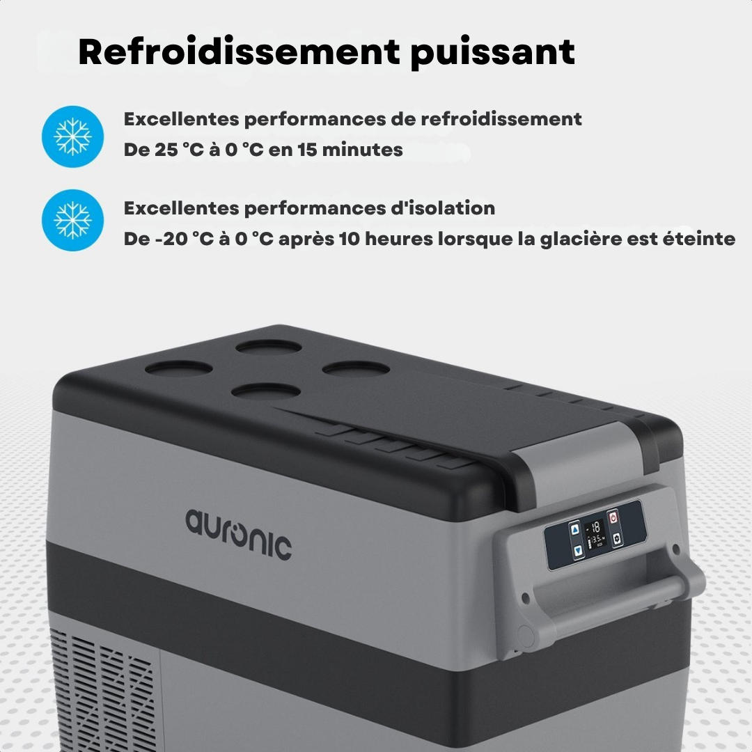 Glacière électrique à compresseur Auronic - Glacière - 40,5 L - 12 V et 240 V - Gris