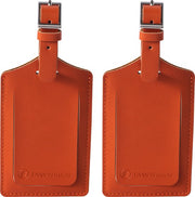 EverNeeds Etiquette de bagage - Etiquette de bagage pour valises - Etiquettes de bagage - Cuir PU - Orange - 2 pièces