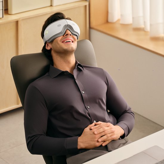 SKG – Appareil de massage des yeux sans fil – 5 modes de compression + chaleur et Bluetooth – ES300 – Blanc