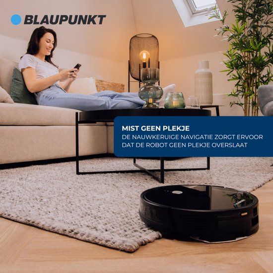 Blaupunkt Bluebot XBOOST BPK-VCBB1XB - Robot aspirateur avec fonction de nettoyage - Station de charge - Fonction d'aspiration turbo