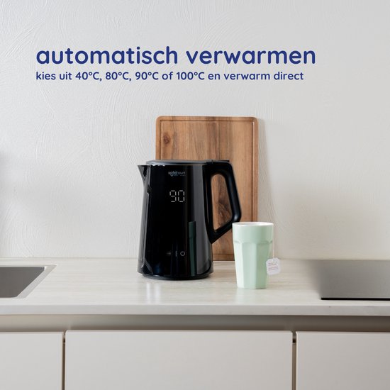 Bouilloire intelligente Safecourt Kitchen - Fonction maintien au chaud - 5 niveaux de température - 1,7 L - Noir