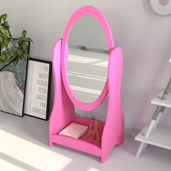 DMV - Miroir - Miroir sur pied - Miroir maquillage - Miroir sur pied petit - Miroir nursery - Miroir rose - Miroir sur pied rose