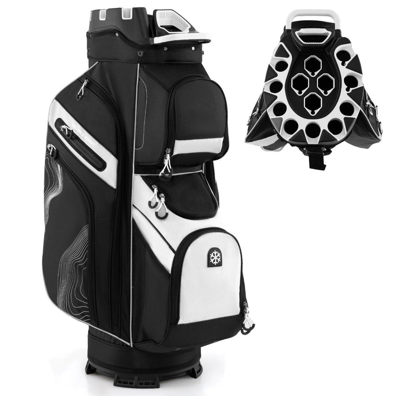 Sac de golf Coast à 14 compartiments - Sac de golf léger avec housse de pluie et bandoulière - 90,5 cm - Noir