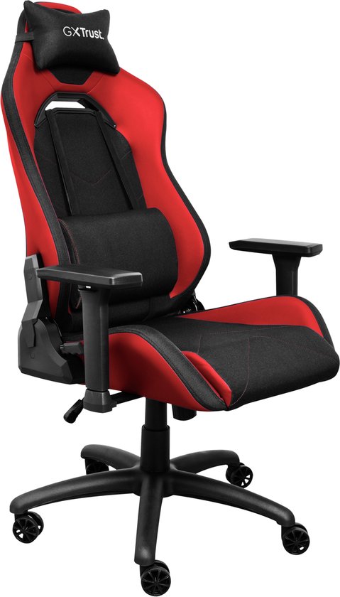 Trust GXT 714R Ruya - Fauteuil gaming ergonomique - Accoudoirs 3D - Tissu respirant et cuir PU - Jusqu'à 150 kg - Rouge
