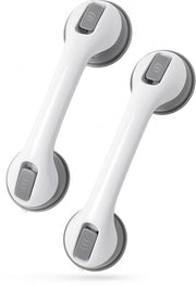 Poignée de douche avec ventouse - 2 pièces - Convient pour la douche et les toilettes - Résistant à l'humidité - Poignée avec ventouses - Pour petits et grands - Modèle extra sûr et solide - 30cm Luft
