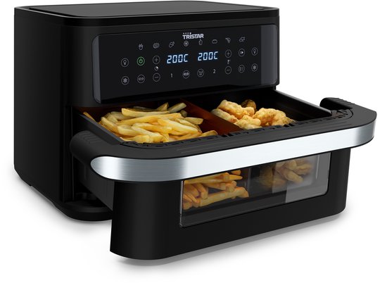 Tristar Airfryer FR-9432 - 10 L - Dual Zone Flex - Fenêtre de visualisation - 8 programmes préréglés - Répartiteur de snacks - 2 800 W