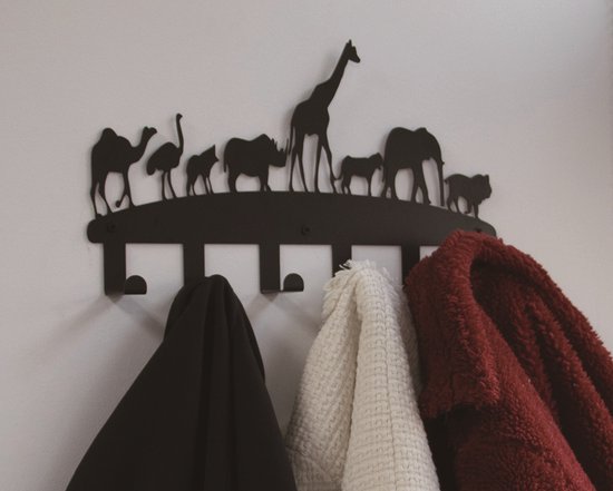 Porte-manteau nursery jungle safari animaux - porte-manteau mural 6 crochets nursery
