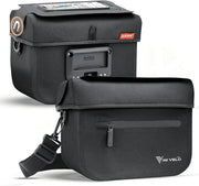 MIVELO Handlebar bag - 100% Waterproof & With Phone Pocket - 7 litres - Black Reflective