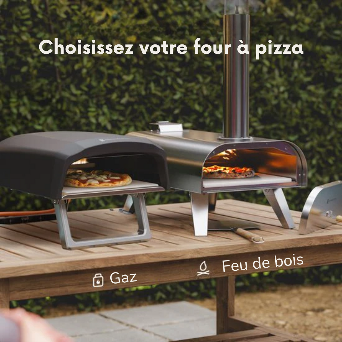 Four à Pizza - KitchenBrothers - Au feu de bois - Pierre à pizza - jusqu'à 460°C - Acier inoxydable - Four à pizza d'extérieur