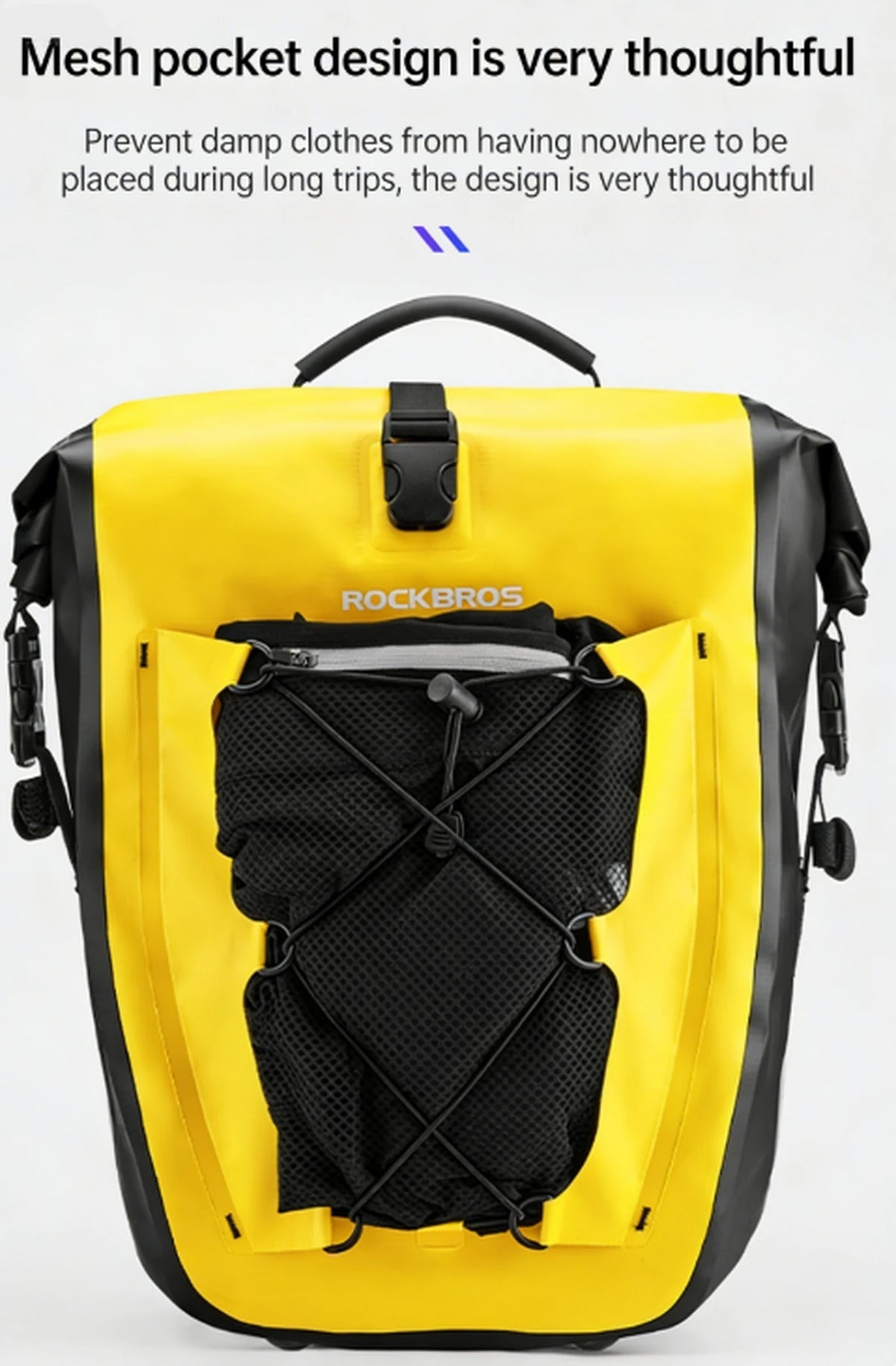 Sac de vélo étanche ROCKBROS pour porte-bagages - 25–32 L - Noir - Extensible - Pour vélo électrique et VTT