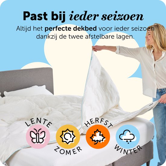 Couette Cloudpillo en duvet et plumes 140 x 200 cm - 4 saisons 2-en-1 - 15 % de duvet de canard, 85 % de plumes de canard - Coton anti-duvet 233 TC - RDS & OEKO-TEX
