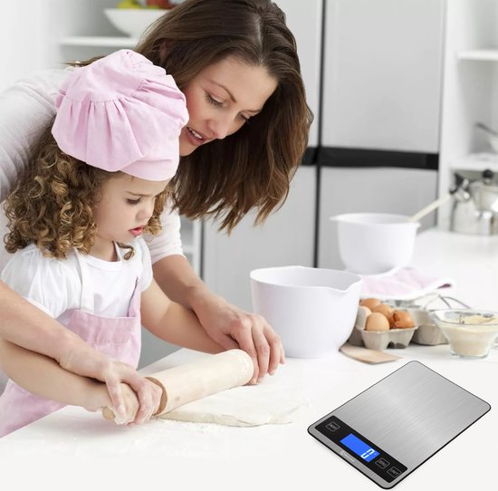Kitchenwell Balance de cuisine numérique de précision - Balance de cuisine - 1gr - 10kg - Fonction tare - Rechargeable par USB - Gris