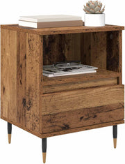 vidaXL Table de chevet avec tiroir - Bois vieilli - 40 x 35 x 50 cm