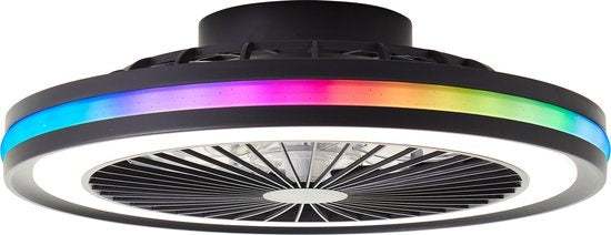 Brilliant Palmero - Ventilateur de plafond - Ventilateur de plafond - LED 40W - 3000K-6500K - Dimmable - Noir