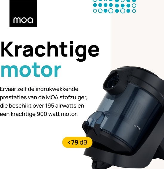 MOA Aspirateur puissant sans sac - 23 kPa - Noir - 900W - VC85B