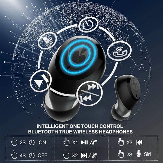 Motorola Oortjes VerveBuds 100 - Draadloos - met Microfoon - Zwart