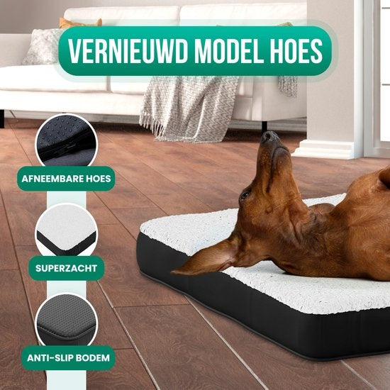 Avalo Coussin orthopédique pour chien M - 76x51 cm - Lavable / Mousse à mémoire de forme / Antidérapant - Panier orthopédique pour chien